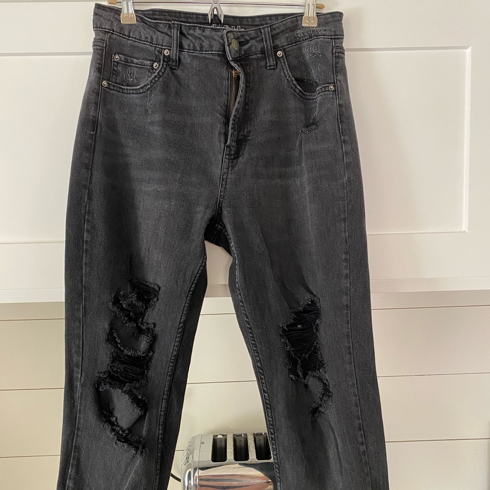 Black Ripped Mom Jeans